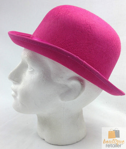 BOWLER HAT Party Costume Derby Fancy Dress Dance Halloween Vintage Cap - Hot Pink