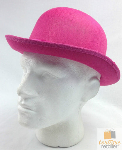 BOWLER HAT Party Costume Derby Fancy Dress Dance Halloween Vintage Cap - Hot Pink