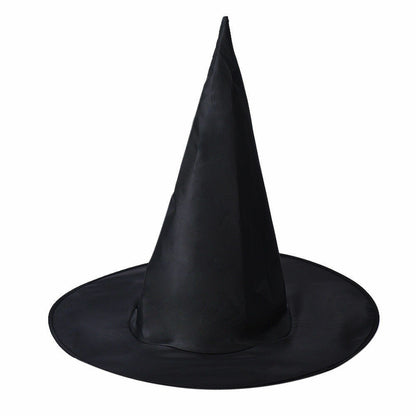 WITCH HAT Plain Black Halloween Costume Fancy Dress Womens Accessory Wizard