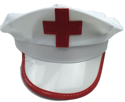 NURSE HAT Doctor Fancy Halloween Party Costume Accessory Cap - White/Red