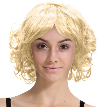 CURLY BOB WIG Hair Party Costume Halloween Fancy Dress Up 60s 70s - Blonde