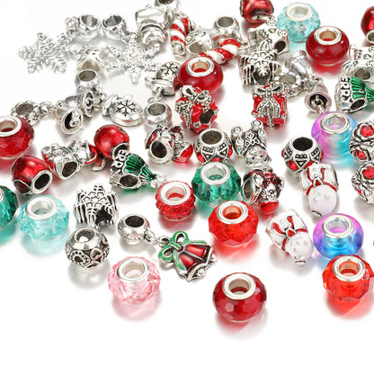 TheliCraft 63pcs Christmas DIY Bracelets Jewelry Kit Kids Gift Charm Crystal Pendant Seed Beads For Bracelet Making | Christmas Outlet Australia