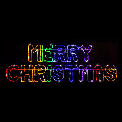 LED Merry Christmas Banner Ropelight Rainbow 270cm