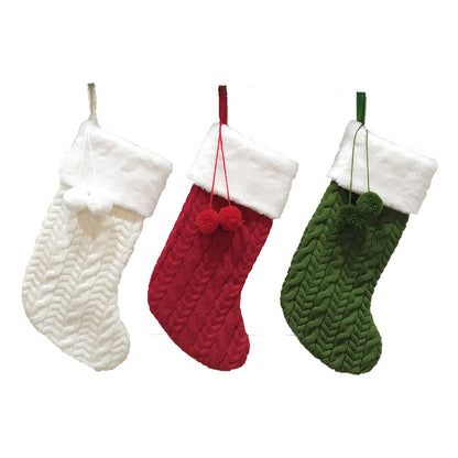 White Large Cable Knit Christmas Stocking - Classic 43cm Holiday Decor for Fireplace Hanging