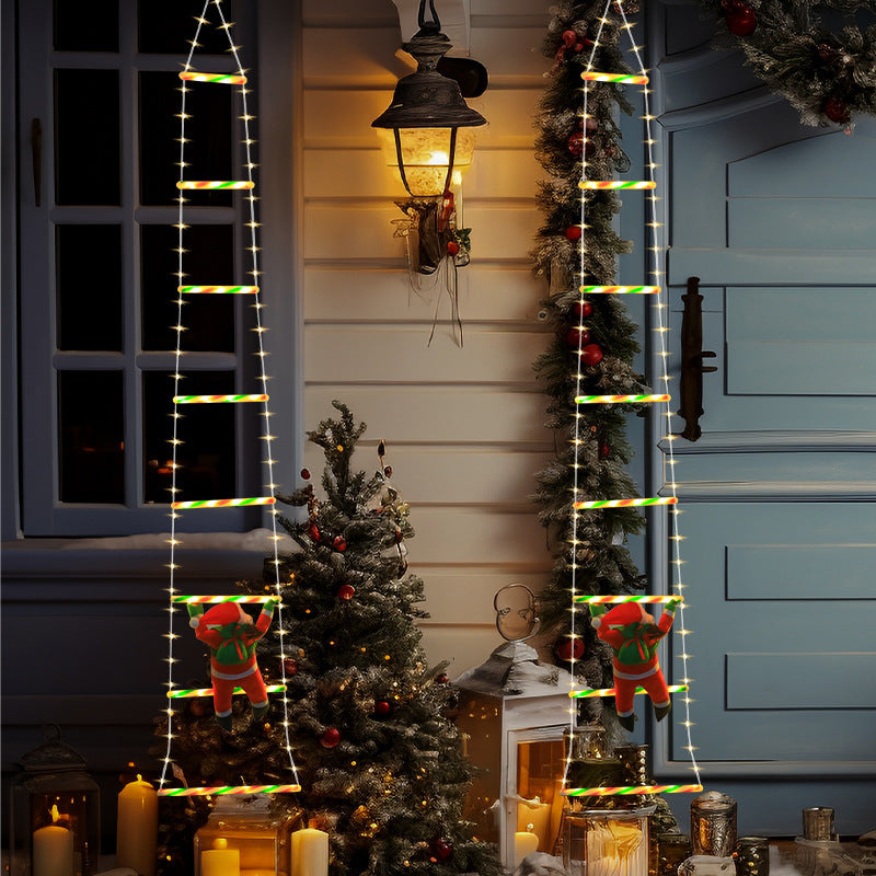Festive Climbing Santa LED Ladder Light - USB Powered Outdoor Christmas Hanging Decoration with Remote(3m)