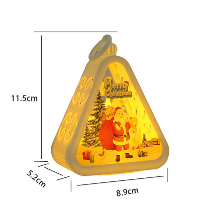 White Elk Charming Christmas Scene Mini Lanterns (Set of 3) - Battery Operated LED Lights for a Cozy Holiday Glow