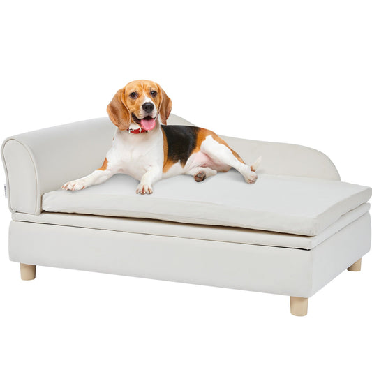 VEVOR Pet Sofa, Dog Couch for Large-Sized Dogs and Cats, 36x23x16 inch Soft Velvety Dog Sofa Bed, 50 kg Loading Cat Sofa, White