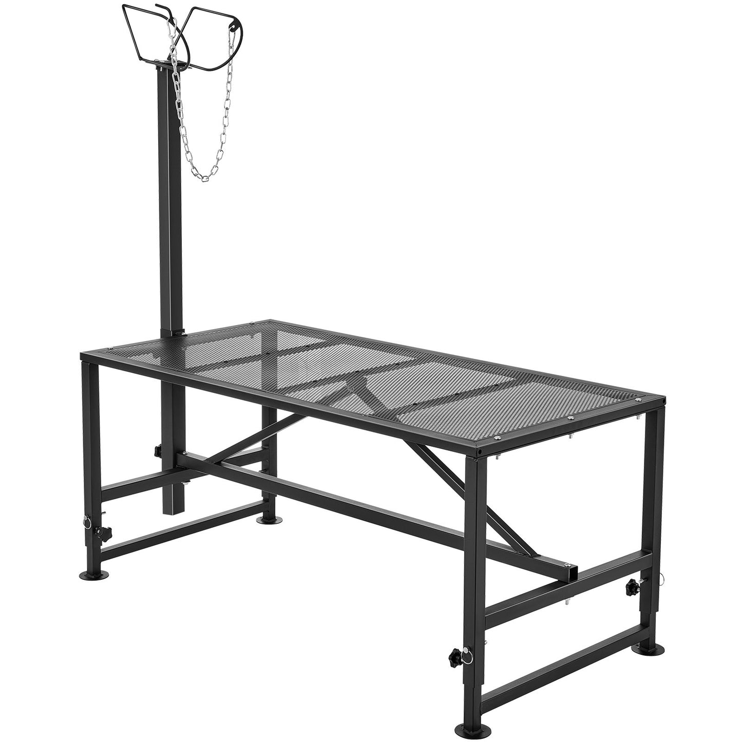 VEVOR Goat & Sheep Stand, 51x23 inch Livestock Stand, Metal Livestock Milking and Shearing Stand 21" to 33" Adjustable Height, with Headpiece and Nose Loop, 500lbs Loading Weight, Black