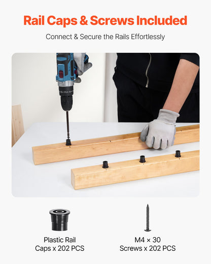 VEVOR Staircase Balusters 101 Pack, 32 In Aluminum Stair Balusters, 3/4 In Water-Proof Round Metal Spindle Railing, Hollow Deck Railing with Rail Caps & Screws for Stairs, Porch, Patio, Fence, Black