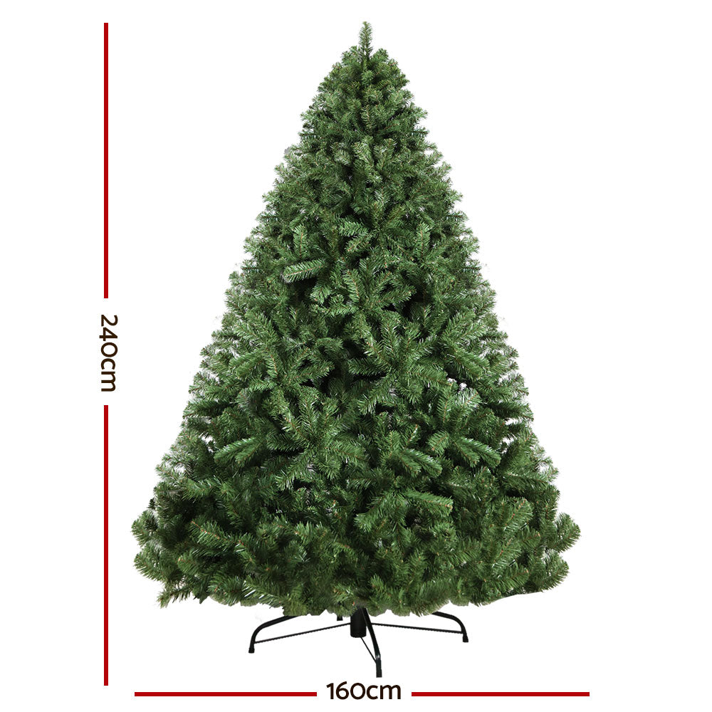 Easy Assembly Christmas Tree 2.4M Xmas Tree Decorations Green 1500 Tips by Jingle Jollys