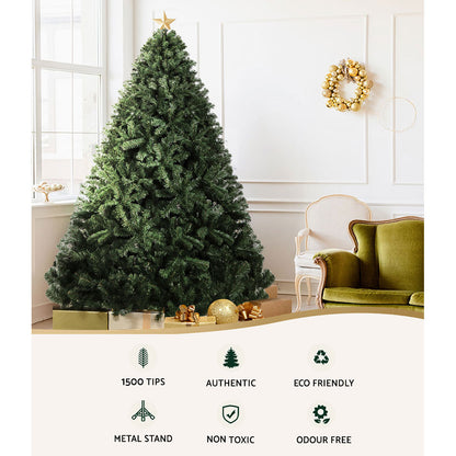 Easy Assembly Christmas Tree 2.4M Xmas Tree Decorations Green 1500 Tips by Jingle Jollys