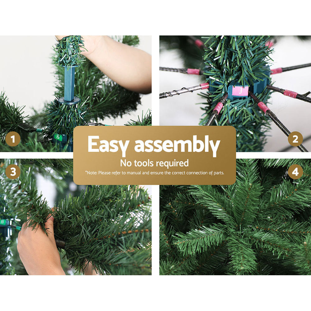 Easy Assembly Christmas Tree 2.4M Xmas Tree Decorations Green 1500 Tips by Jingle Jollys