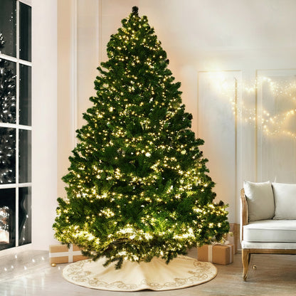 Decorated Christmas tree with lights in a living room setting