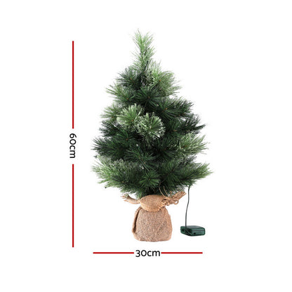 Jingle Jollys Tabletop Christmas Tree 60CM 8 Light Modes Timer Function