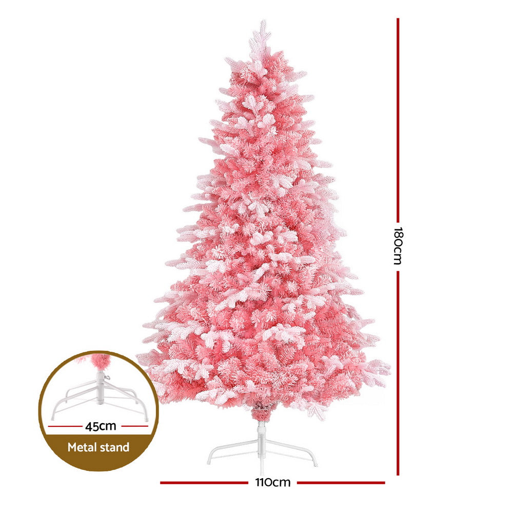 Jingle Jollys Christmas Tree 1.8m Pink Xmas Tree Snowy Party Decor 810 Tips