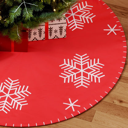 Jingle Jollys Christmas Tree Skirt 90cm Snowflake Ornaments Party Decorations