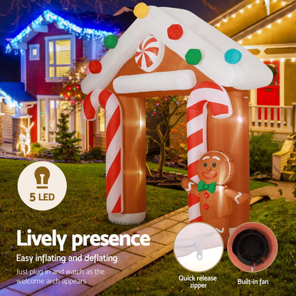 Jingle Jollys Christmas Inflatable Archwary Ginger 2.8M Illuminated Decorations