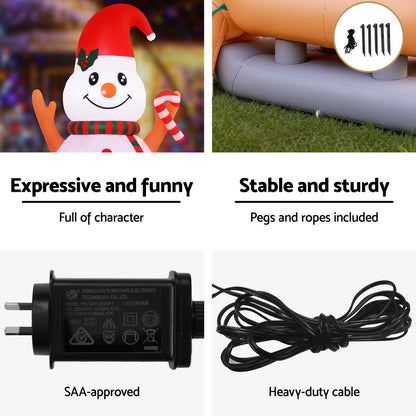 Jingle Jollys Christmas Inflatable Snowman Dog 4.2M Tall Outdoor Decorations Illuminated