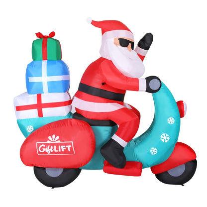 Jingle Jollys Christmas Inflatable Santa Motorbike LED Illuminated Decorations