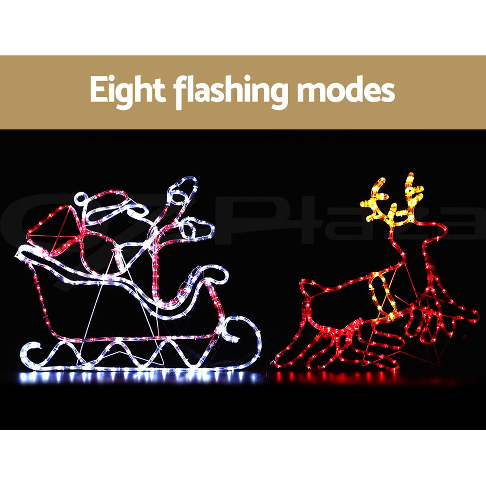 1X Christmas Lights Reindeer Sleigh 806 LED Decorations Jingle Jollys