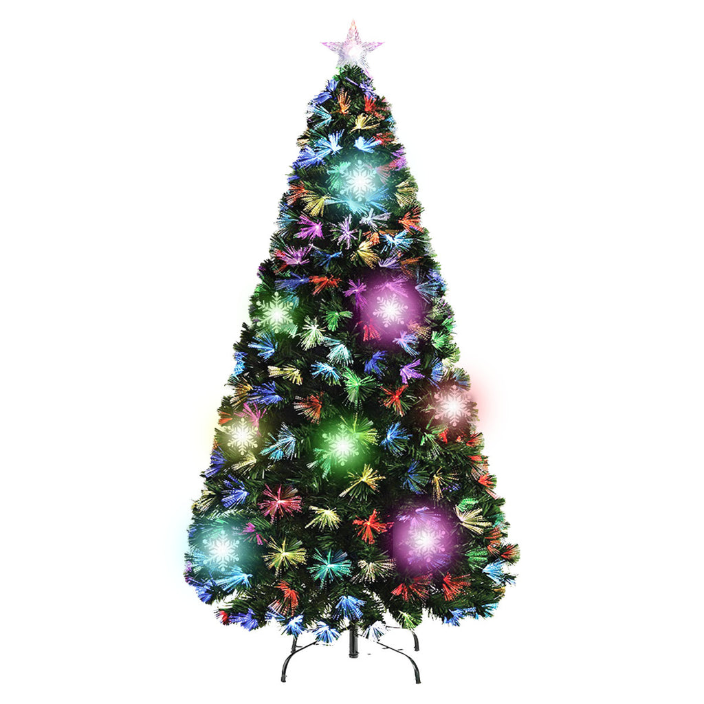 Christmas By Sas 1.5m Fibre Optic/LED Christmas Tree 165 Tips Multicolour Star & Ornaments - Christmas Outlet Online
