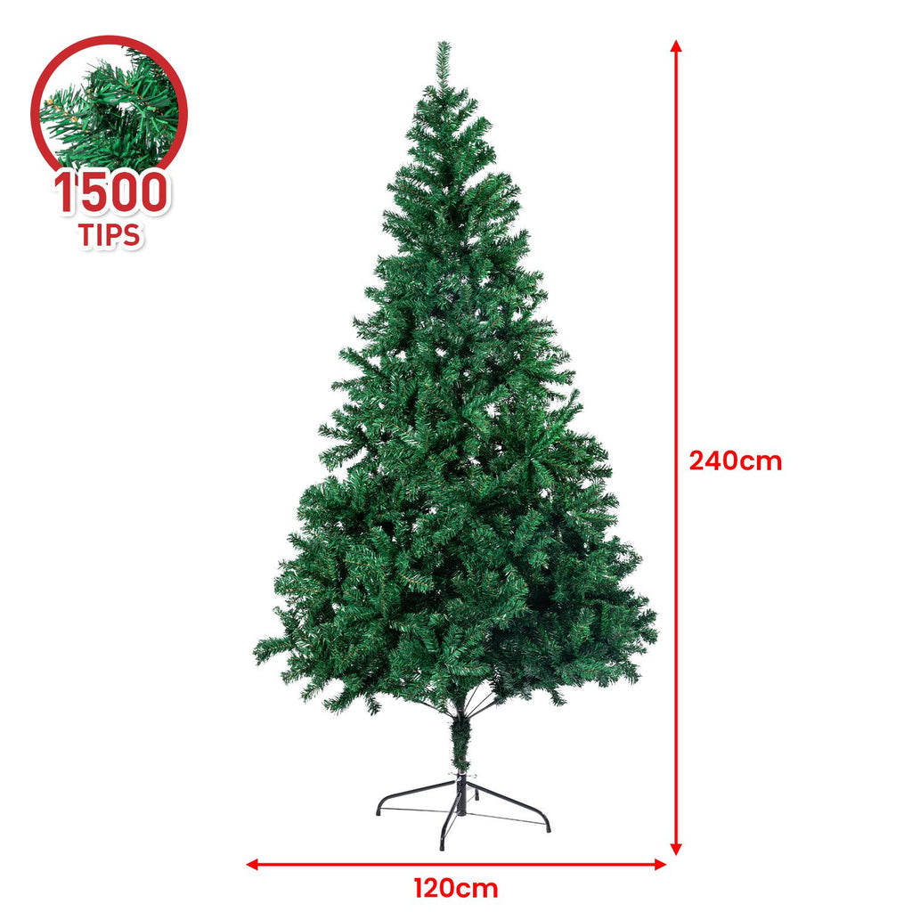 Christabelle Green Christmas Tree 2.4m Xmas Decor Decorations - 1500 Tips - Christmas Outlet Online