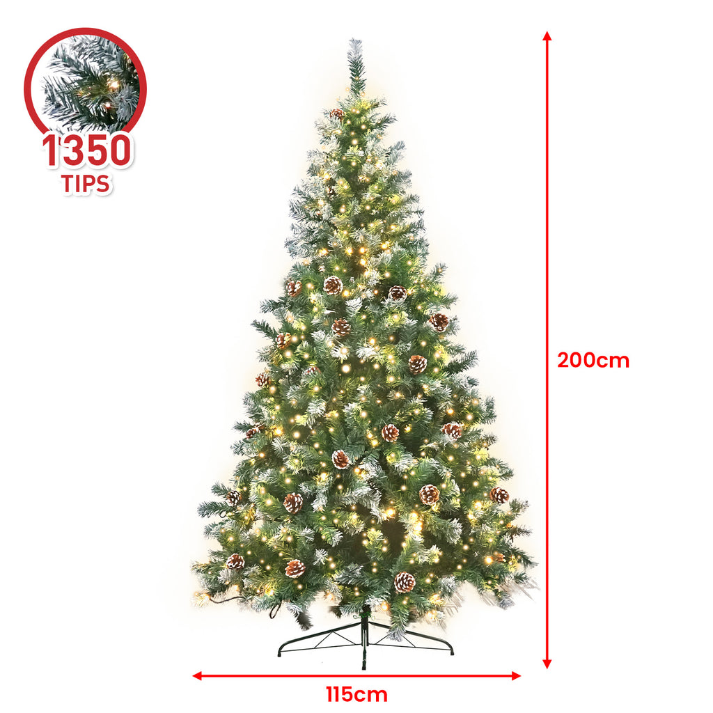 Christabelle 2m Pre Lit LED Christmas Tree Decor with Pine Cones Xmas Decorations - Christmas Outlet Online