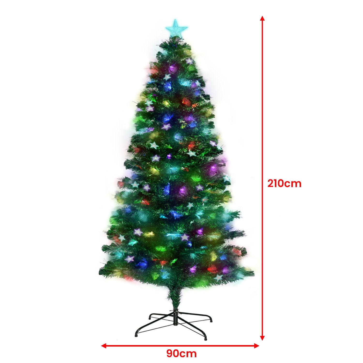 Christabelle 2.1m Enchanted Pre Lit Fibre Optic Christmas Tree Xmas Decor - Christmas Outlet Online