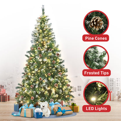 Christabelle 2.4m Pre Lit LED Christmas Tree Decor with Pine Cones Xmas Decorations - Christmas Outlet Online