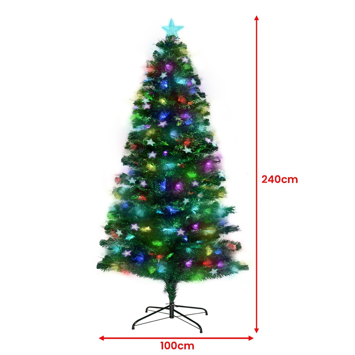 Christabelle 2.4m Enchanted Pre Lit Fibre Optic Christmas Tree Stars Xmas Decor - Christmas Outlet Online