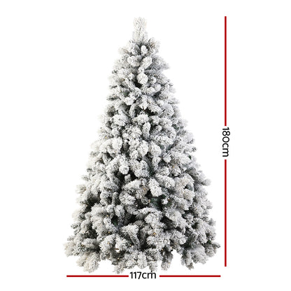 Jingle Jollys Christmas Tree 1.8M Xmas Tree with 350 LED Lights Snowy Tips - Christmas Outlet Online