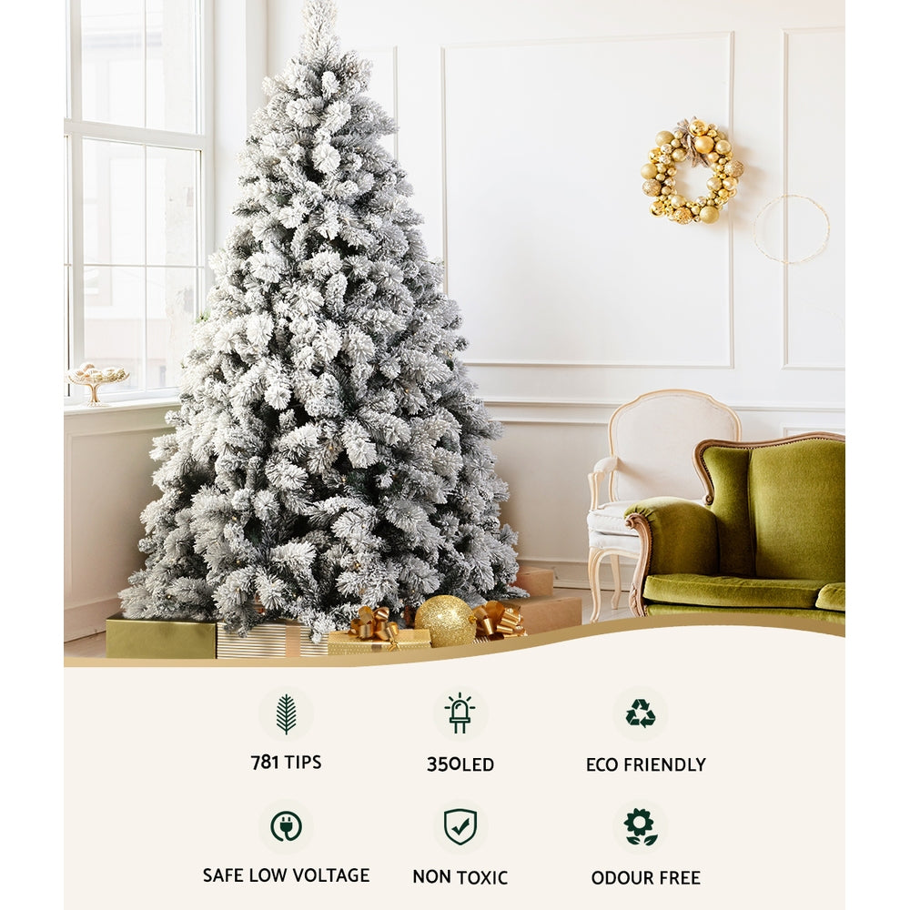 Jingle Jollys Christmas Tree 1.8M Xmas Tree with 350 LED Lights Snowy Tips - Christmas Outlet Online