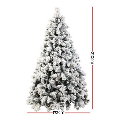 Jingle Jollys Christmas Tree 2.1M Xmas Tree with 500 LED Lights Snowy Tips - Christmas Outlet Online