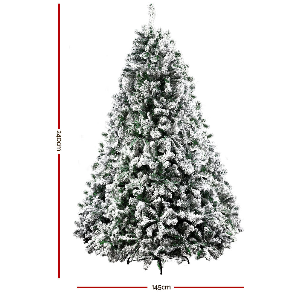 Jingle Jollys Christmas Tree 2.4M Xmas Trees Decorations Snowy 1500 Tips - Christmas Outlet Online