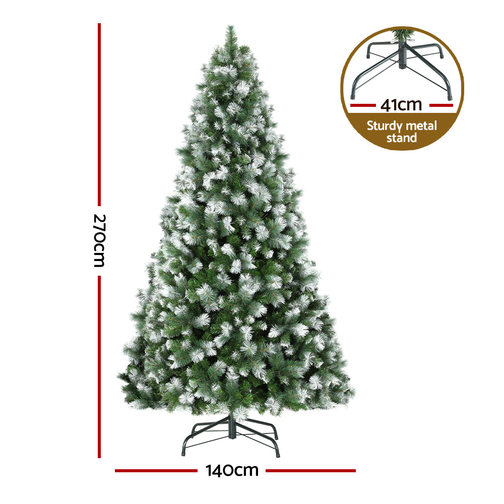 Jingle Jollys 2.7M Christmas Tree with Pine Needle Snowy Xmas Tree 1765 Tips - Christmas Outlet Online