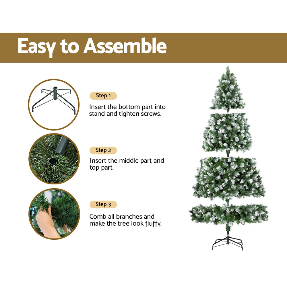 Jingle Jollys 2.7M Christmas Tree with Pine Needle Snowy Xmas Tree 1765 Tips - Christmas Outlet Online