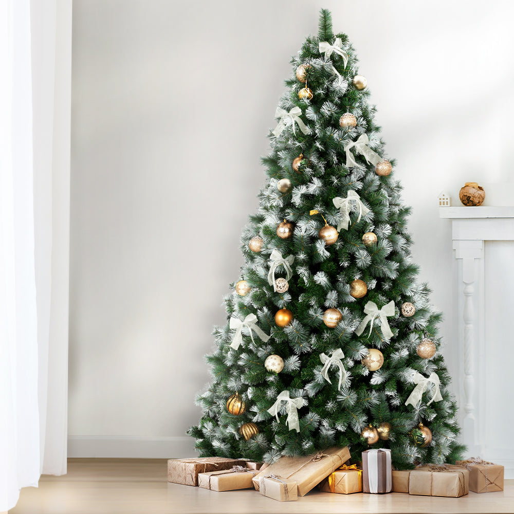 Jingle Jollys 2.7M Christmas Tree with Pine Needle Snowy Xmas Tree 1765 Tips - Christmas Outlet Online