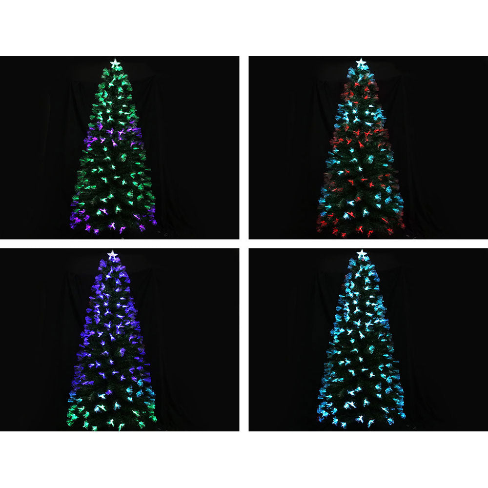 Jingle Jollys Christmas Tree 2.1M 7FT LED Xmas Multi Colour Lights Optic Fibre - Christmas Outlet Online