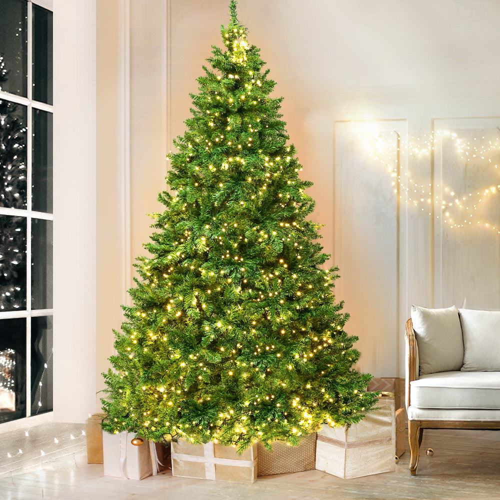 Jingle Jollys Christmas Tree 2.1M With 1134 LED Lights Warm White Green - Christmas Outlet Online