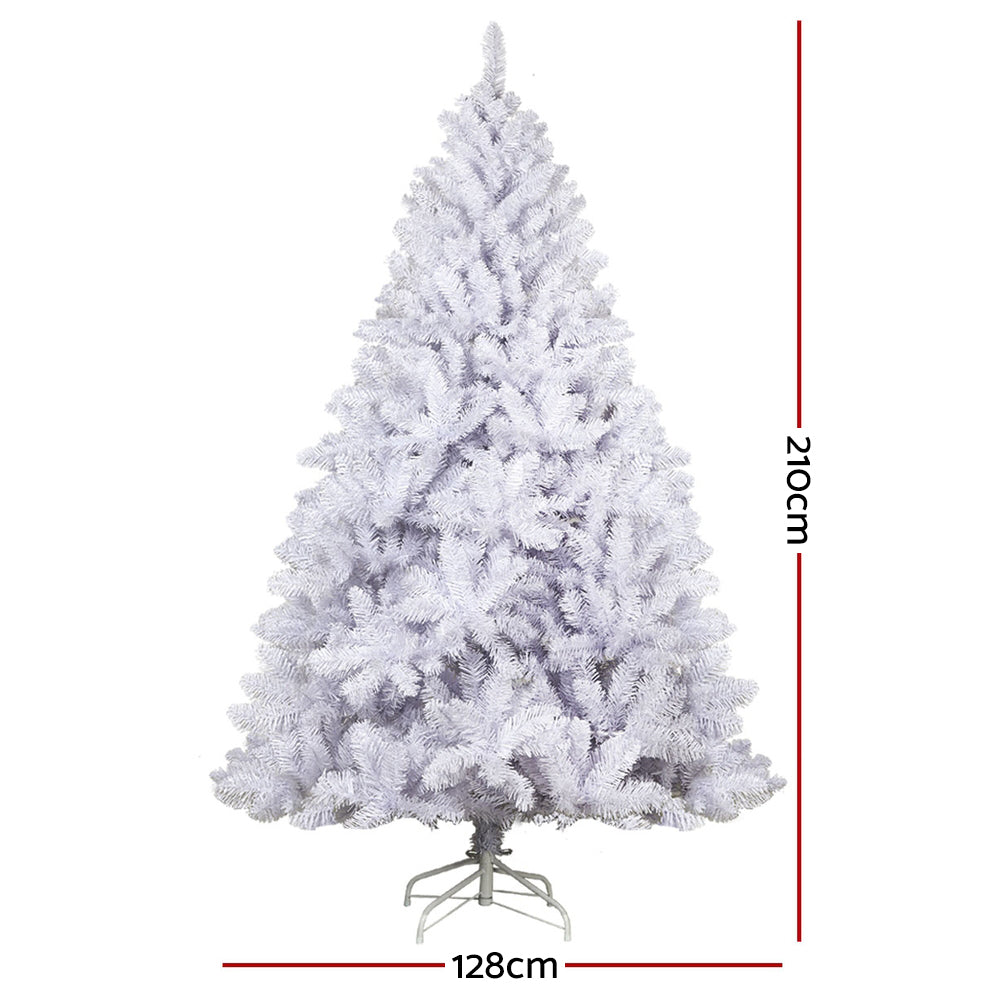 Jingle Jollys Christmas Tree 2.1M Xmas Trees Decorations White 1000 Tips - Christmas Outlet Online