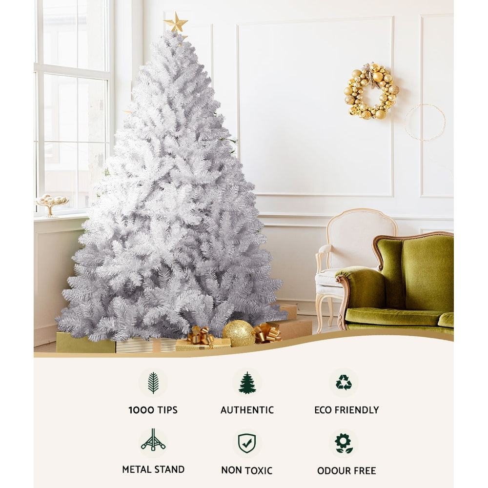 Jingle Jollys Christmas Tree 2.1M Xmas Trees Decorations White 1000 Tips - Christmas Outlet Online