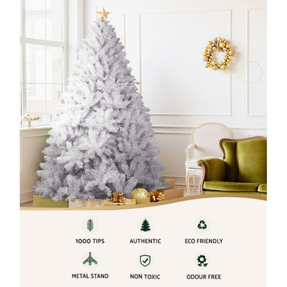 Jingle Jollys Christmas Tree 2.1M Xmas Trees Decorations White 1000 Tips - Christmas Outlet Online