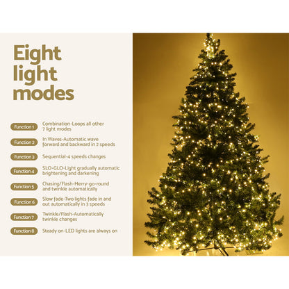 Jingle Jollys Christmas Tree 2.4M With 1488 LED Lights Warm White Green - Christmas Outlet Online