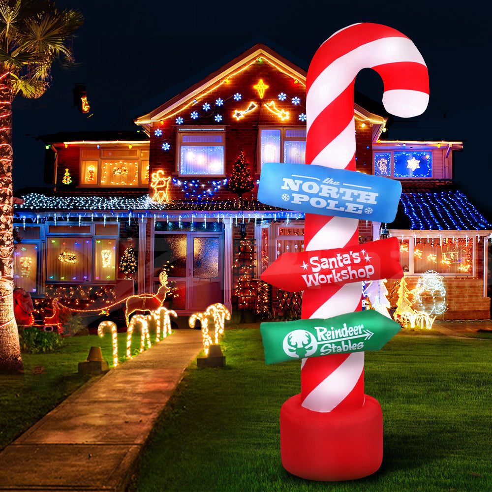 Jingle Jollys Christmas Inflatable Candy Pole 2.4M Lights Outdoor Decorations - Christmas Outlet Online