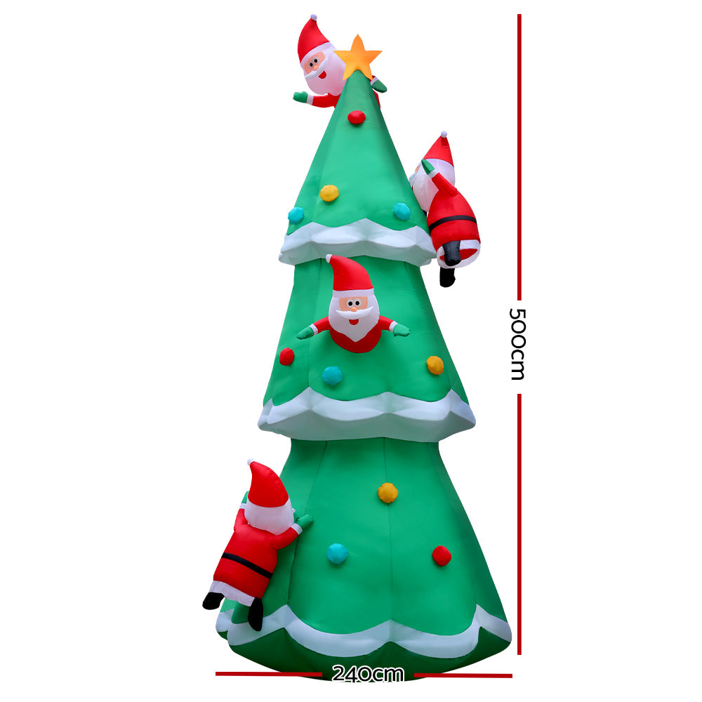 Jingle Jollys Christmas Inflatable Santa Tree 5M Outdoor Xmas Decorations Lights - Christmas Outlet Online