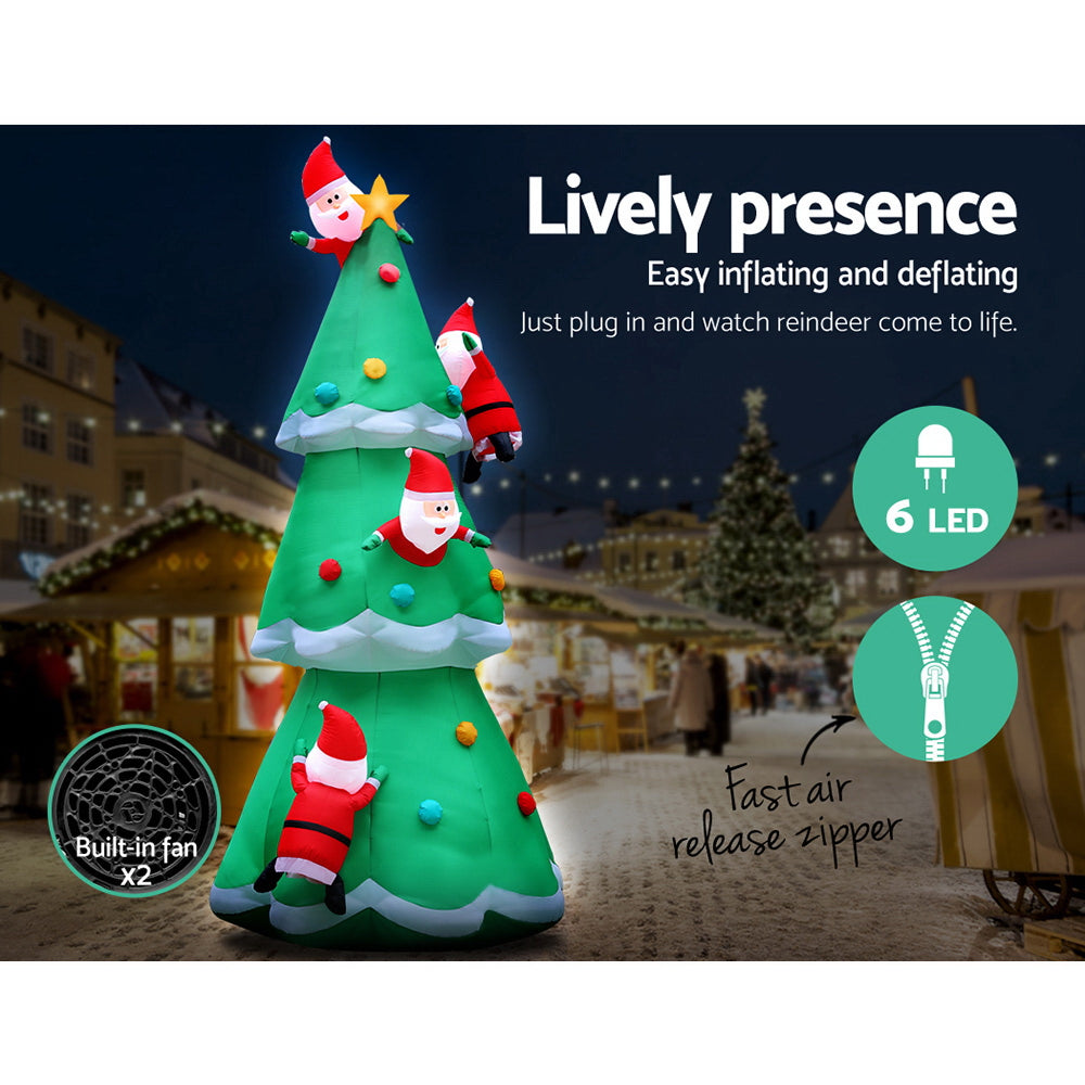 Jingle Jollys Christmas Inflatable Santa Tree 5M Outdoor Xmas Decorations Lights - Christmas Outlet Online