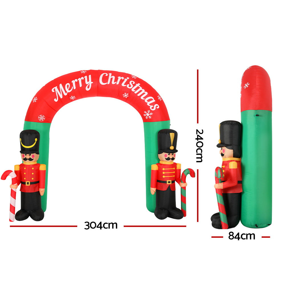 Jingle Jollys Christmas Inflatable Nutcracker Archway 3M Outdoor Decorations - Christmas Outlet Online