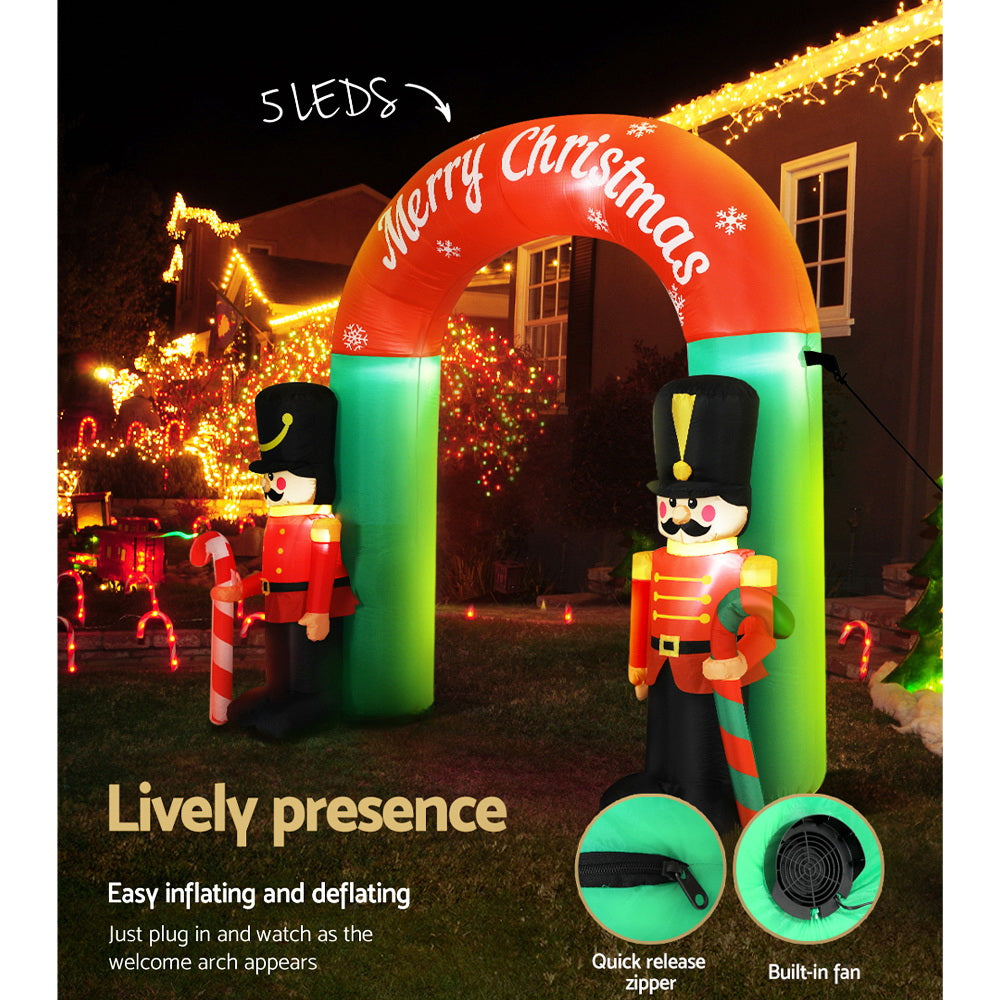 Jingle Jollys Christmas Inflatable Nutcracker Archway 3M Outdoor Decorations - Christmas Outlet Online