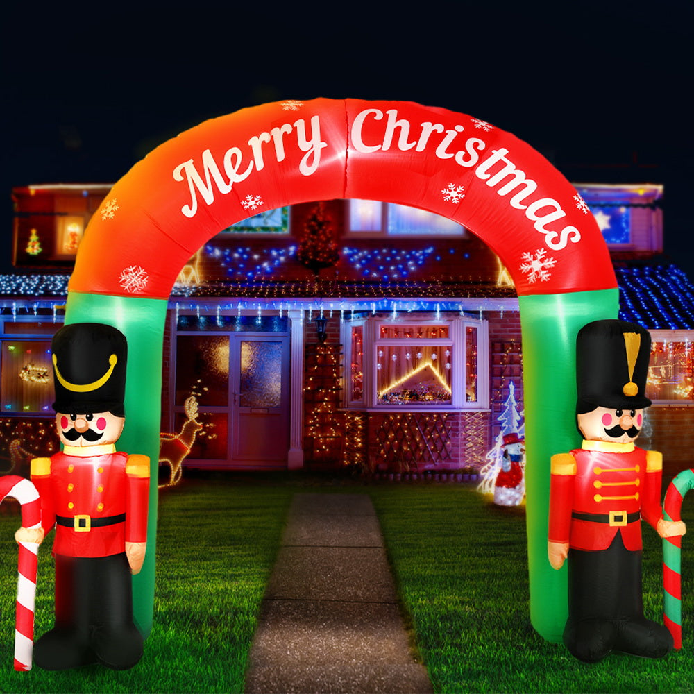 Jingle Jollys Christmas Inflatable Nutcracker Archway 3M Outdoor Decorations - Christmas Outlet Online