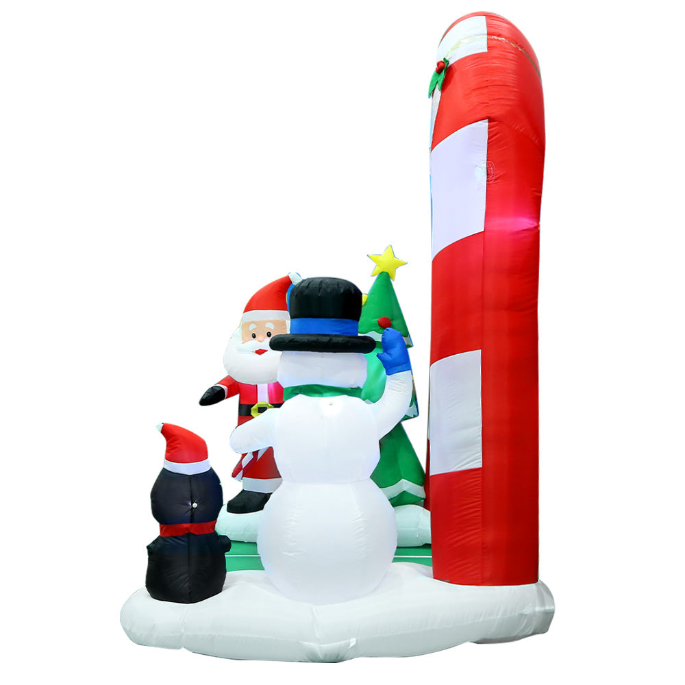 Jingle Jollys Christmas Inflatable Santa Archway 3M Outdoor Decorations Lights - Christmas Outlet Online